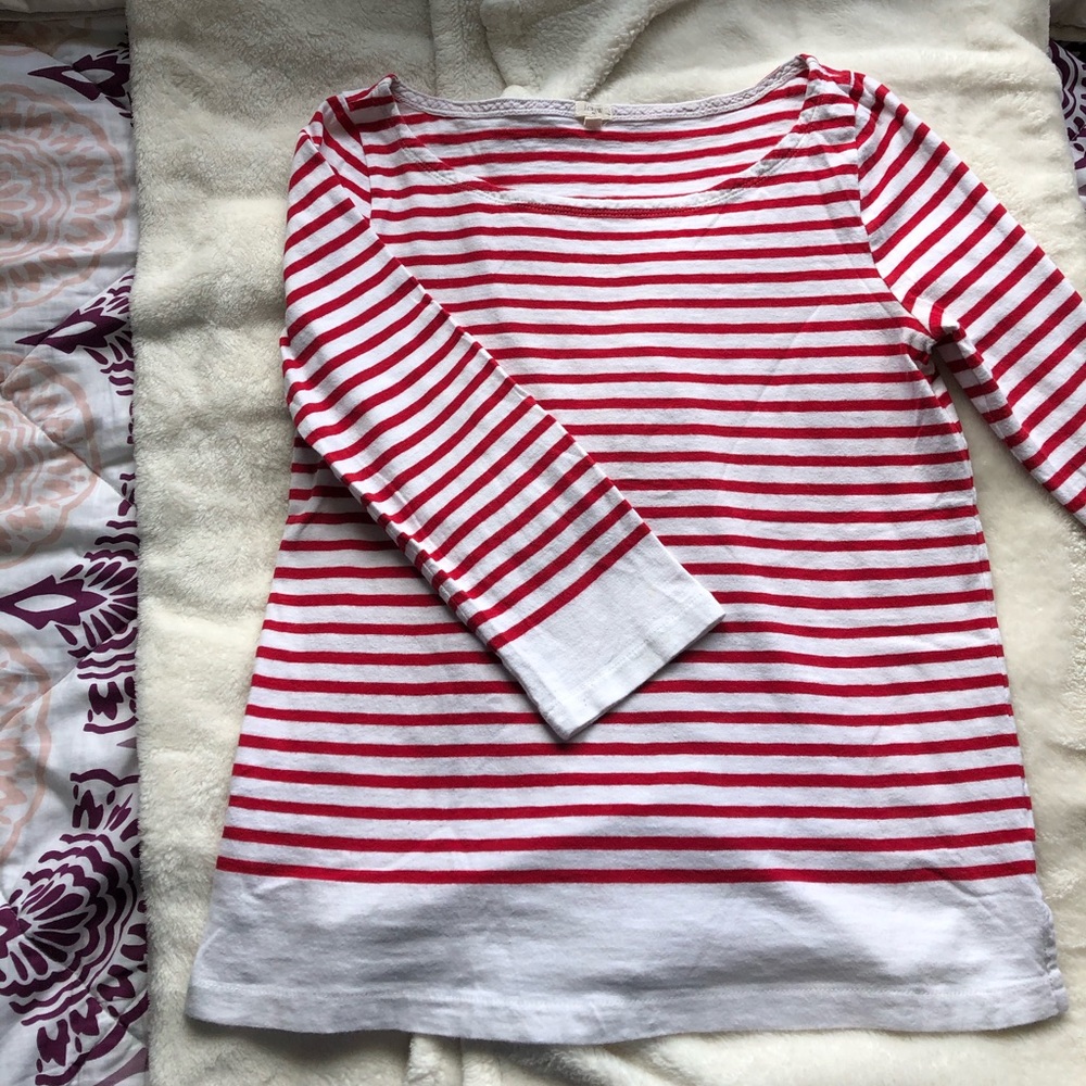 J. Crew 100% Cotton Red and White Striped Shirt